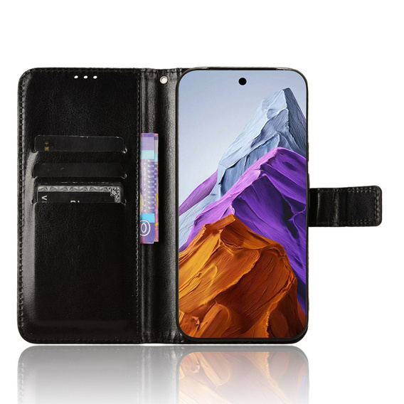 Klopové pouzdro pro Google Pixel 9 / Google Pixel 9 Pro, Crazy Horse Wallet, černé