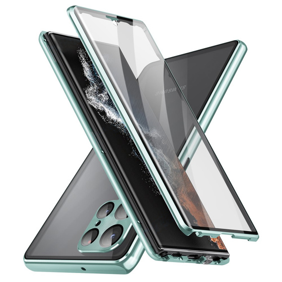 Pouzdro pro Samsung Galaxy S23 Ultra, Magnetic Dual Glass, zelené