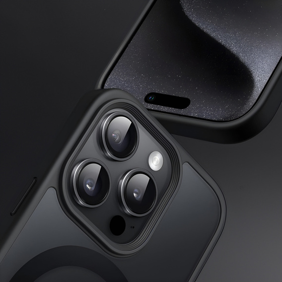 Pouzdro pro iPhone 15 Pro, pro MagSafe, ERBORD Matt Case, černý + sklo na displej