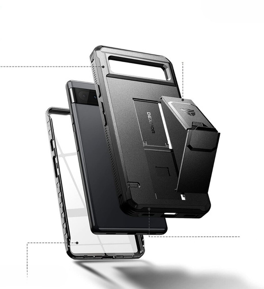 Pancéřové pouzdro pro Google Pixel 6a, Dexnor Full Body, černé
