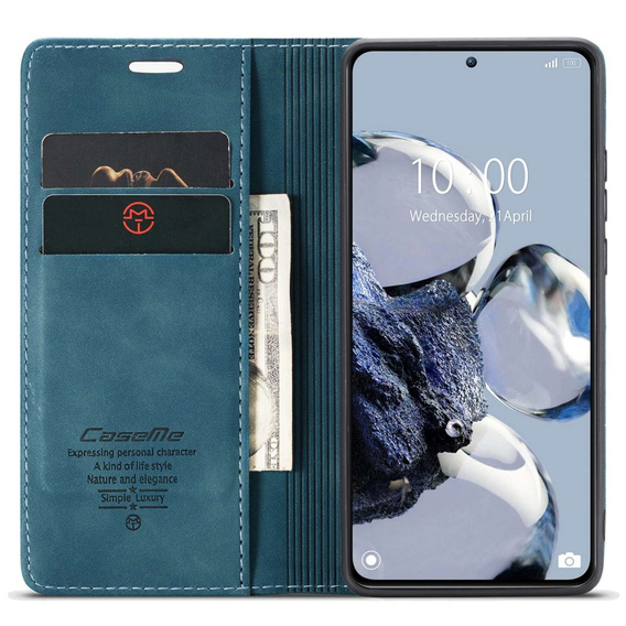 Pouzdro CASEME pro Xiaomi 12T / 12T Pro, Leather Wallet Case, tyrkysové