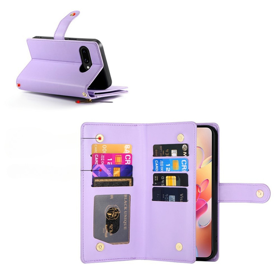 Klopové pouzdro pro Samsung Galaxy A56 5G, Wallet Zipper Pocket, fialové