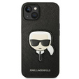 Pouzdro Karl Lagerfeld pro iPhone 14 Plus, Saffiano Karl's Head Patch, černé