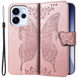 Pouzdro s klopou Butterfly pro Oppo Reno 15 FS, růžové