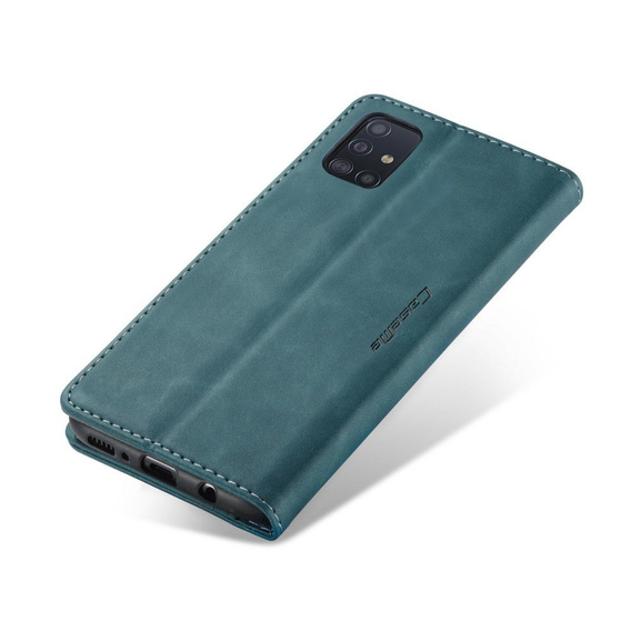 Pouzdro CASEME pro Samsung Galaxy A51, Leather Wallet Case, zelené
