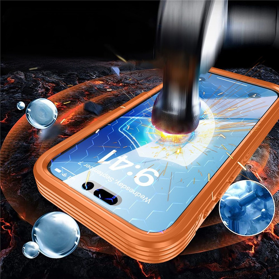 Nárazuvzdorné pouzdro se sklem, pro MagSafe pro iPhone 17 Pro, oranžové