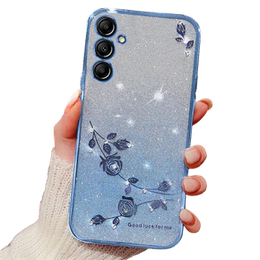 Pouzdro pro Samsung Galaxy A55 5G, Glitter Flower, růžové rose gold