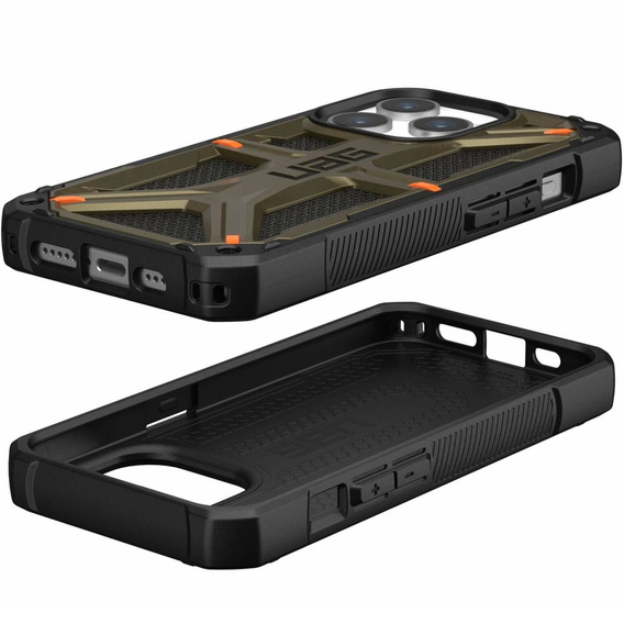 Pouzdro Urban Armor Gear pro iPhone 15 Pro, Monarch, Kevlar zelené