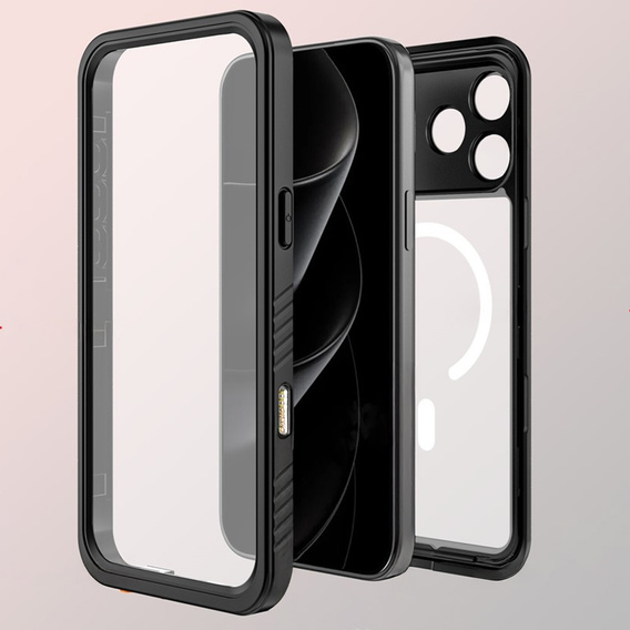 Pouzdro Redpepper pro iPhone 17 Pro Max, vodotěsné, IP68, pro MagSafe, čiré s černými boky
