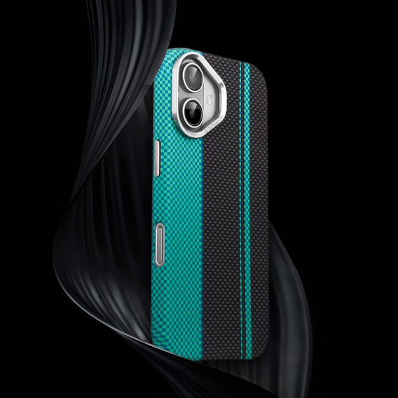 Pouzdro pro iPhone 16, Carbon Fiber MagSafe, černá / modrá