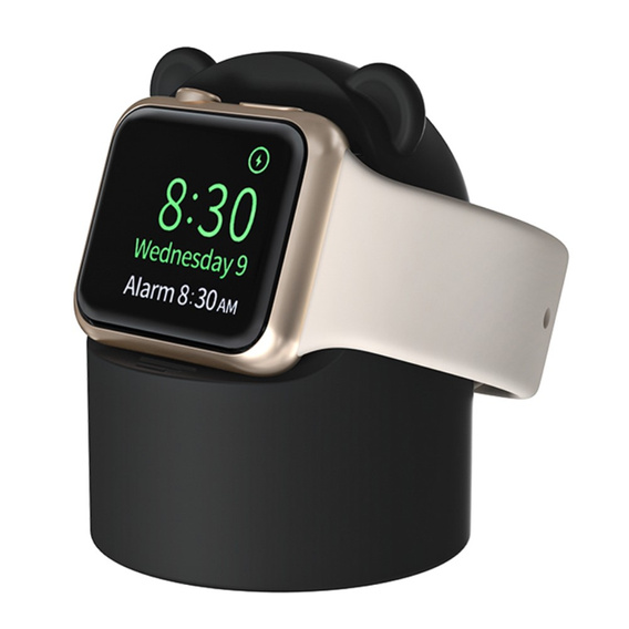 Silikonový nabíjecí stojánek pro Apple Watch 1/2/3/4/5/6/7/8/SE/Ultra, černý
