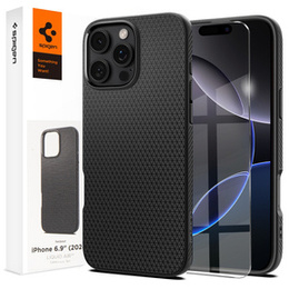 Pouzdro Spigen pro iPhone 16 Pro Max, Liquid Air, černé + 9H tvrzené sklo