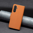 Klopové pouzdro pro Samsung Galaxy A25 5G, Wallet Litchi Leather, hnědé + 9H sklo 