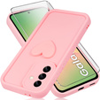 Pouzdro pro Samsung Galaxy A56 5G, Silicone Heart, růžové + 9H tvrzené sklo