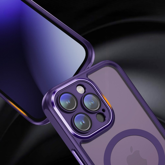 Pouzdro pro iPhone 15 Pro, ERBORD Impact Guard, MagSafe, tmavě fialové