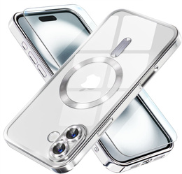 Pouzdro pro iPhone 16, Electro MagSafe, stříbrné + sklo na displej