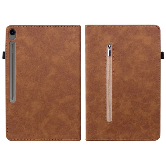 Pouzdro pro Samsung Galaxy Tab S9 FE / S10 FE, Wallet Pen Slot, hnědý