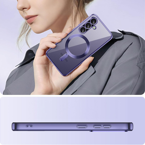 Pouzdro pro Samsung Galaxy A36, Electro MagSafe, fialové + sklo na displej