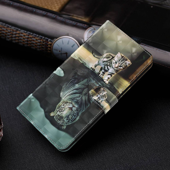 Klopové pouzdro pro Oppo A17, Wallet, Cat & Tiger