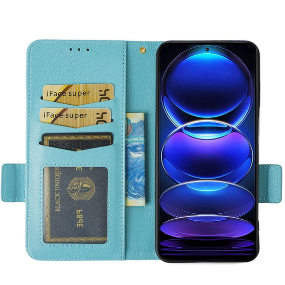 Klopové pouzdro pro Xiaomi Redmi Note 12 5G / POCO X5 5G, Wallet Litchi Magnet, modré