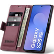 Pouzdro pro Samsung Galaxy S25 FE, ERBORD Glossy Litchi, flipová peněženka, červené