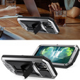 Pouzdro pro iPhone 13, R-JUST CamShield Slide, pancéřované, stříbrné / černé