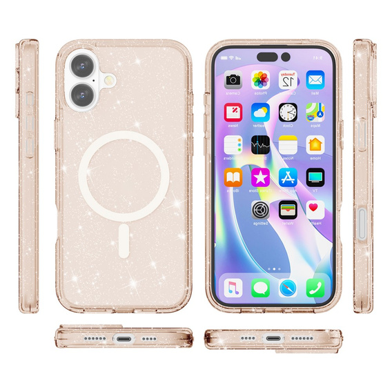 Pouzdro pro iPhone 17, pro MagSafe, třpytivé, průsvitně zlaté