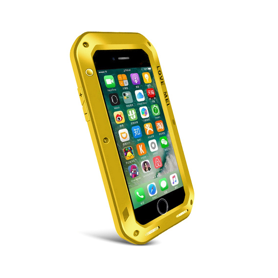 Pouzdro Love Mei pro iPhone 8 Plus/7 Plus, armored with glass, žluté