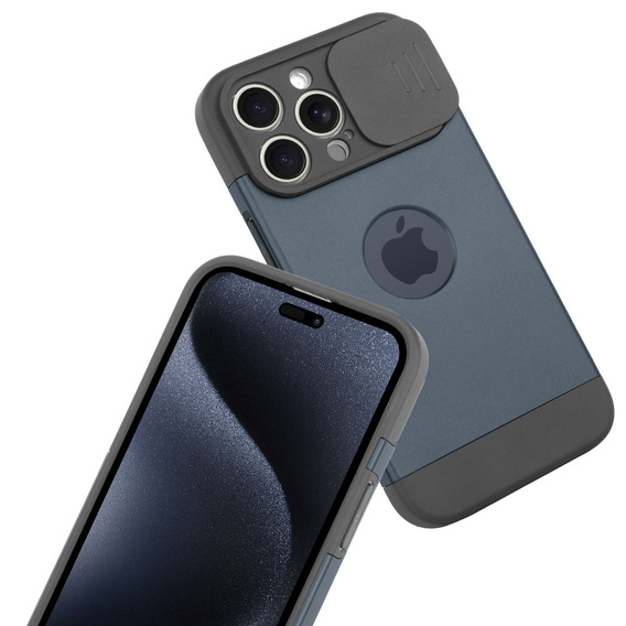 Pouzdro pro iPhone 15 Pro Max, ERBORD MagProtect Slide Camera, titanově modrá