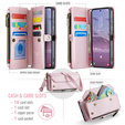 Pouzdro CASEME pro Samsung Galaxy S25 FE, RFID Leather Wallet, s popruhem přes rameno, růžové