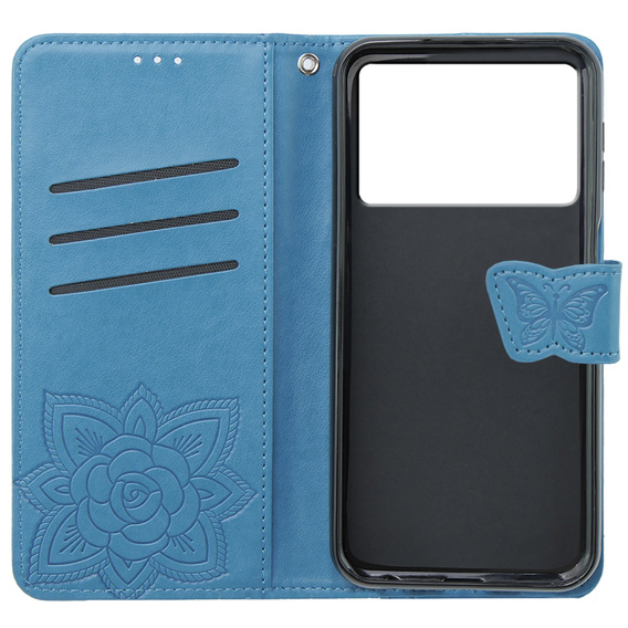 Klopové pouzdro pro Xiaomi Poco F6 Pro, Butterfly, modré