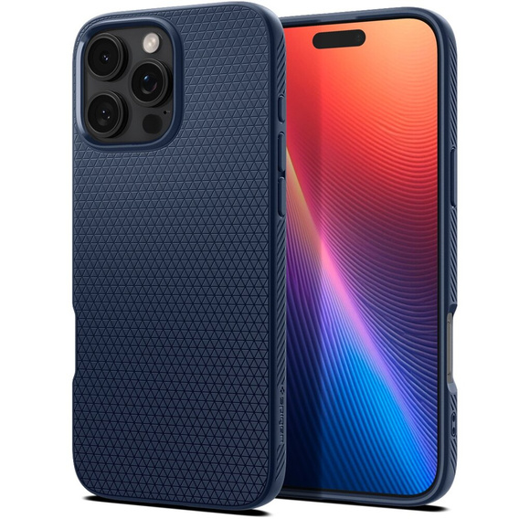 Pouzdro Spigen pro iPhone 16 Pro, Liquid Air, námořnicky modré + 9H tvrzené sklo