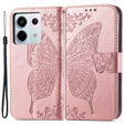 Klopové pouzdro pro Xiaomi Redmi Note 13 Pro 5G, Butterfly, růžové rose gold