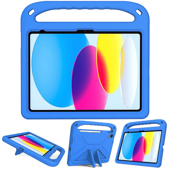 Dětské pouzdro pro iPad 11" 2025 A16 (11 gen.) / iPad 10.9" 2022 (10 gen.), s rukojetí, modré
