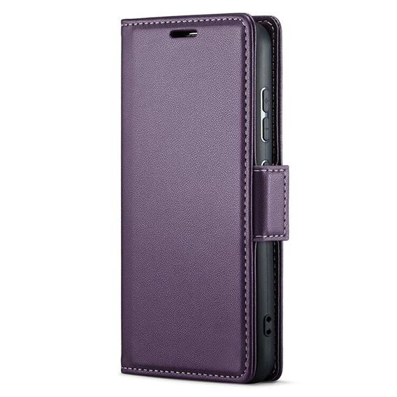 Pouzdro pro Oppo Reno 12 Pro, ERBORD Glossy Litchi, flipová peněženka, fialové