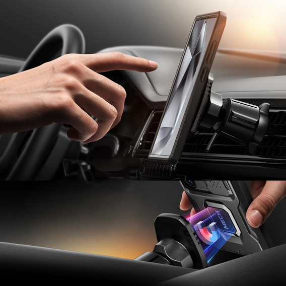 Pancéřové pouzdro pro Samsung Galaxy S24, řada TONGATE MECH s kroužkem, černé