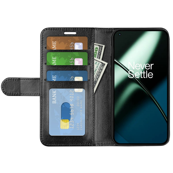 Klopové pouzdro pro OnePlus 11 5G, Wallet Case, černé