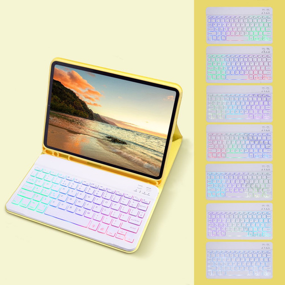 Pouzdro s podsvícenou bluetooth klávesnicí pro iPad 10.9 2022 (10 gen.), žluté