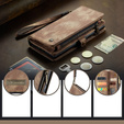 CASEME pouzdro pro Samsung Galaxy A56 5G, Retro Leather Wallet, s páskem, hnědé