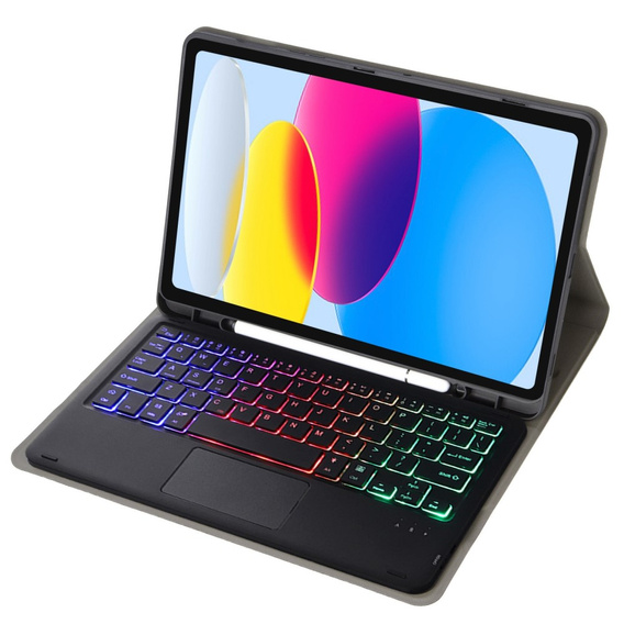 Pouzdro s podsvícenou bluetooth touchpad klávesnicí pro iPad 10.9" 2022 (10 gen.), černé