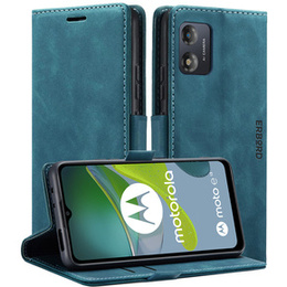 Pouzdro pro Motorola Moto E13 4G, ERBORD Vintage peněženka s klopou, modré