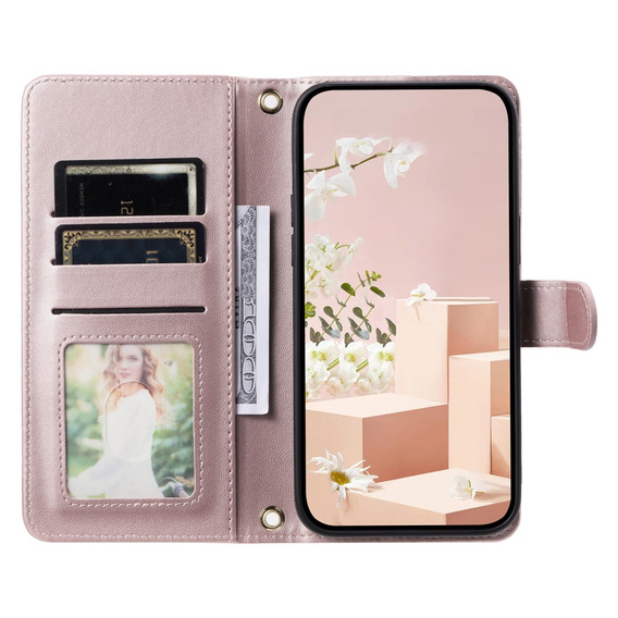 Pouzdro s klopou pro Samsung Galaxy A36 5G, Rhombus Crossbody Leather, růžové