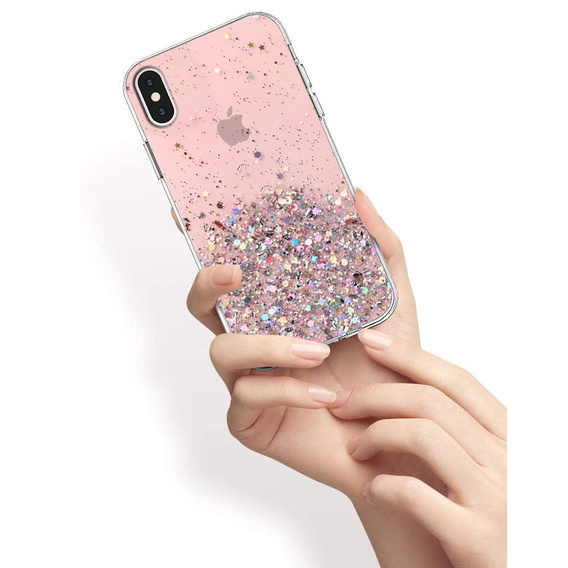 Pouzdro pro iPhone X/XS, Glittery, růžové