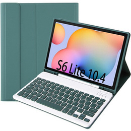 Pouzdro + klávesnice Samsung Galaxy Tab S6 Lite P610/P615 / S6 Lite 2022 10.4, Pen Slot, zelené