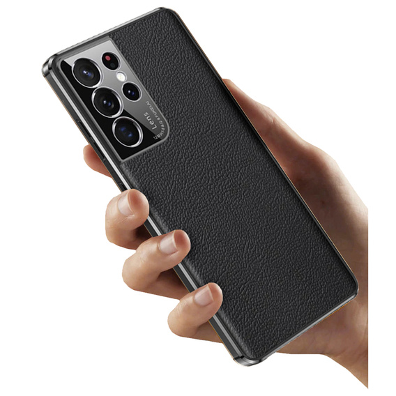 Pouzdro pro Samsung Galaxy S23 Ultra, Cowhide Leather, černé