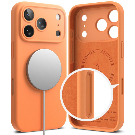 Pouzdro Ringke pro iPhone 17 Pro Max, silikonové magnetické pouzdro MagSafe, mandarinka