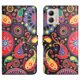 Klopové pouzdro pro Motorola Moto G53 5G / G23 / G13, Wallet, colorful jellyfish, černé