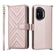 Flipové pouzdro pro Honor 400 5G, Crossbody Leather Wallet, růžové