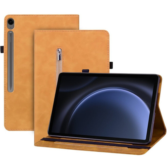 Pouzdro pro Samsung Galaxy Tab S10 Lite / S10 FE / S9 FE, Wallet Pen Slot, žlutý
