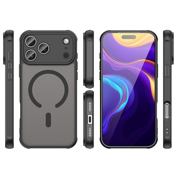Matné pouzdro pro iPhone 17 Pro Max, pro MagSafe, s ochranou fotoaparátu, černé
